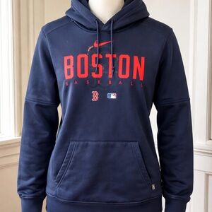 Nike Men's Navy and Red Boston Hoodie